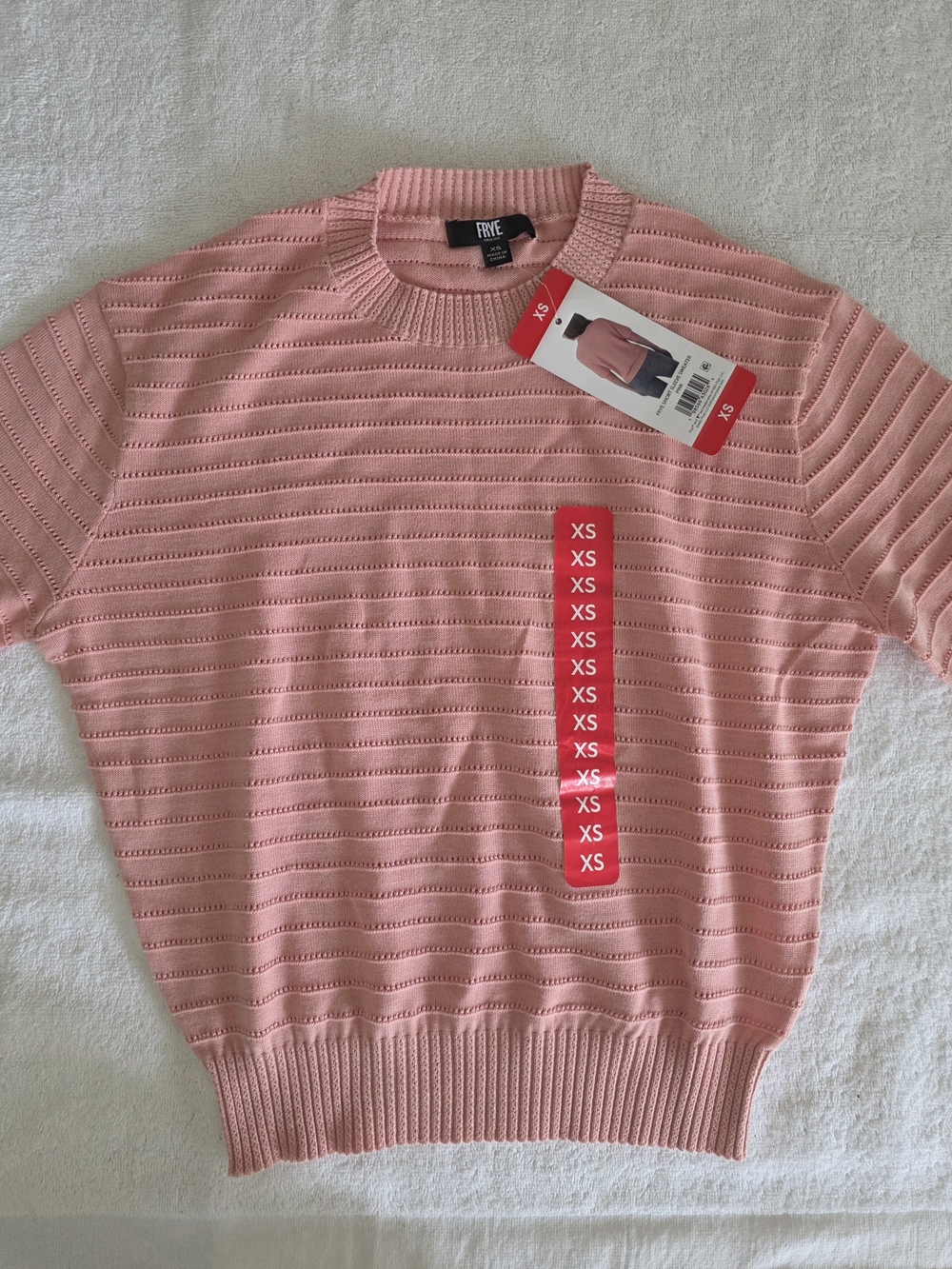 FRYE Pink Knit Short-Sleeve Sweater